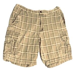 Red Head Y2K Cargo Shorts Plus Size Men 42 Green Plaid Mid Rise